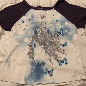 Unicorn and butterflies Tshirt size 5